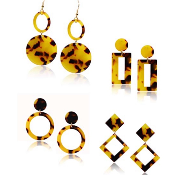 Jewelry - 2/$20 NEW Tortoise Hoop Acrylic Resin Earrings